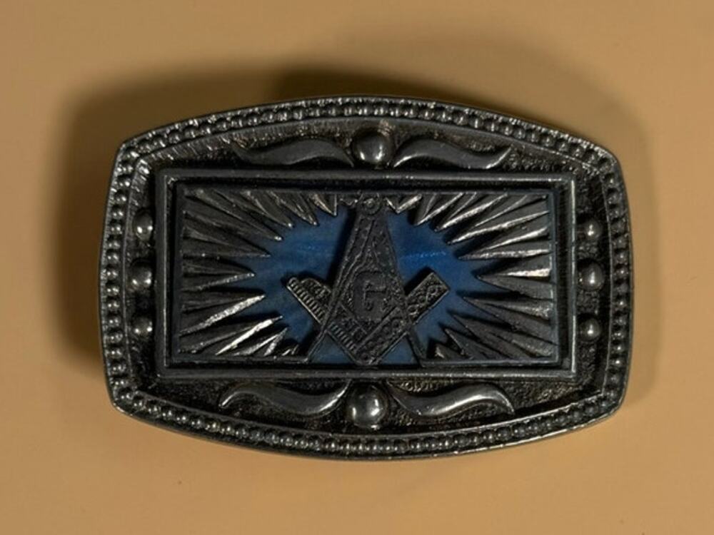 Vintage Masonic Belt Buckle Metal Freemason Collectible 3.5"